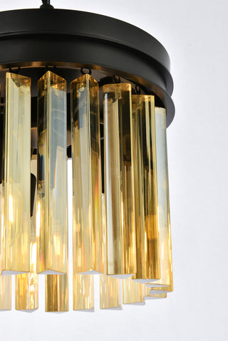 Sydney 3 light Matte Black Pendant Golden Teak (Smoky) Royal Cut Crystal