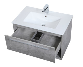 30 inch  Single Bathroom Floating Vanity in Concrete Grey