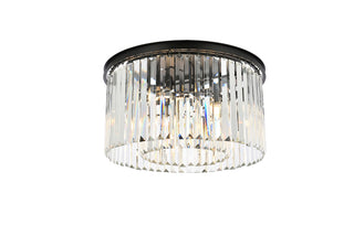 Sydney 8 light Matte Black Flush Mount Clear Royal Cut Crystal