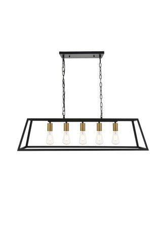 Resolute 5 light brass and black Pendant