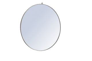 Metal frame Round Mirror with decorative hook 48 inch Silver finish