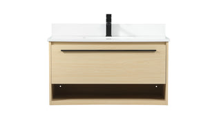 36 inch Single bathroom vanity in maple with backsplash