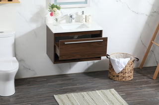 30 inch Single bathroom vanity in walnut with backsplash