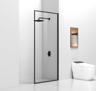 Fixed framed shower door 35 x 76 Matte Black