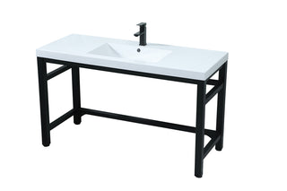 54 Inch ADA Compliant SIngle Bathroom Metal Vanity In Black