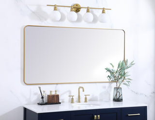 Soft corner metal rectangular mirror 30x60 inch in Brass