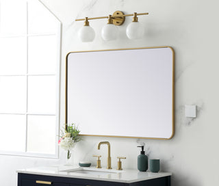 Soft corner metal rectangular mirror 28x42 inch in Brass