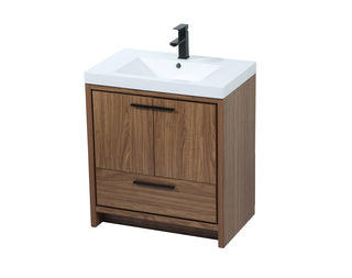 30 inch Single bathroom vanity in walnut brown