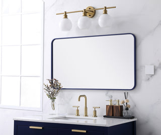 Soft corner metal rectangular mirror 22x40 inch in Blue