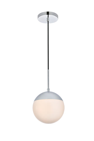 Eclipse 1 Light Chrome Pendant With Frosted White Glass