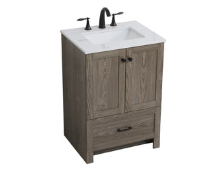 24 inch Single Bathroom Vanity in Weathered oak