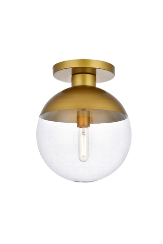 Eclipse 1 Light Brass Flush Mount With Clear Glass