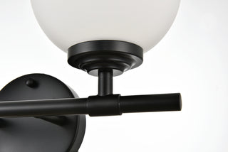 Ansley 2 light Black and frosted white Bath Sconce