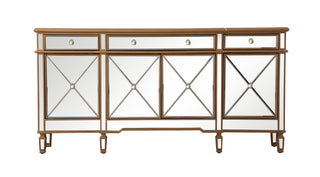 72 inch mirrored credenza in gold