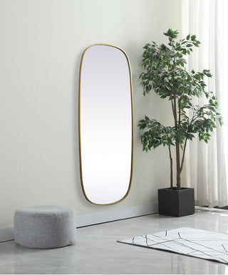 Metal Frame Oval Mirror 24x60 Inch in Brass