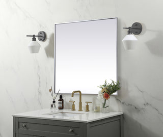 Metal Frame Square Mirror 42 inch in Silver