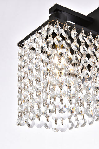 Phineas 1 light bath sconce in black with clear crystals