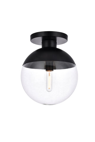 Eclipse 1 Light Black Flush Mount With Clear Glass