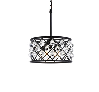 Madison 4 light Matte Black Pendant Clear Royal Cut Crystal
