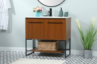 36 inch Single bathroom vanity in teak