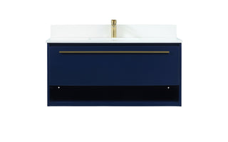 40 inch Single bathroom vanity in blue with backsplash