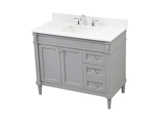 42 inch Single bathroom vanity in grey with backsplash