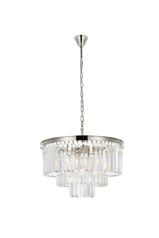 Sydney 9 light polished nickel Chandelier Clear Royal Cut Crystal