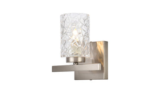 Cassie 1 light bath sconce in satin nickel with clear shade