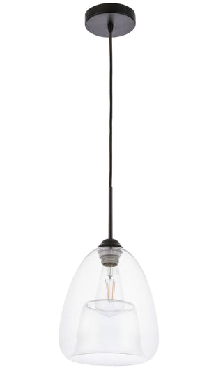 Kason 1 light Black and Clear glass pendant