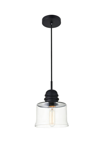 Kenna 1 Light Black Pendant With Clear Glass