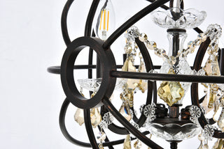 Geneva 4 light Dark Bronze Pendant Golden Teak (Smoky) Royal Cut crystal
