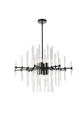 Sienna 31 inch crystal rod pendant in black