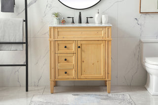 32 inch Single bathroom vanity in natural wood