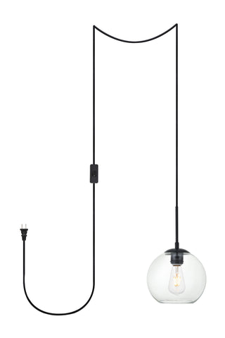 Baxter 1 Light Black plug-in pendant With Clear Glass