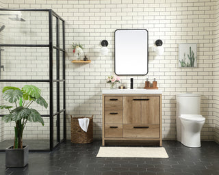 36 inch Single bathroom vanity in natural oak