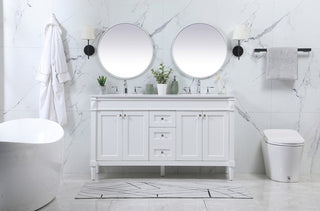 60 inch double bathroom vanity in white