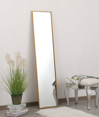 Metal frame rectangle mirror 14 inch in Brass