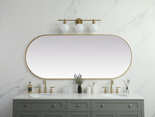 Metal Frame Oval Mirror 30x72 Inch in Brass