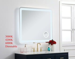 Lux 36in x 40in Hardwired LED mirror with magnifier and color changing temperature 3000K/4200K/6000K