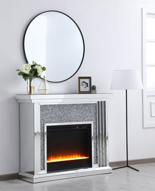 47.5 in. Crystal mirrored mantle with crystal insert fireplace