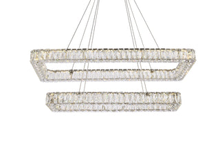 Monroe 42 inch LED double rectangle pendant in chrome