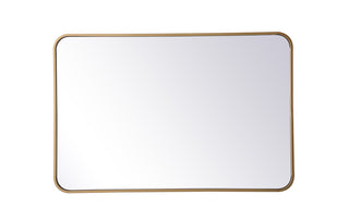 Soft corner metal rectangular mirror 24x36 inch in Brass