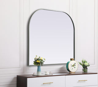 Metal Frame Arch Mirror 40x34 Inch in Silver