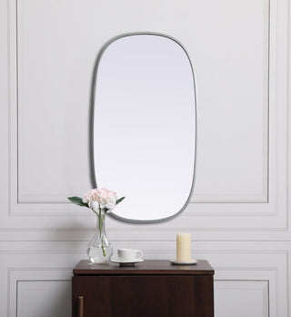 Metal Frame Oval Mirror 20x36 Inch in Silver