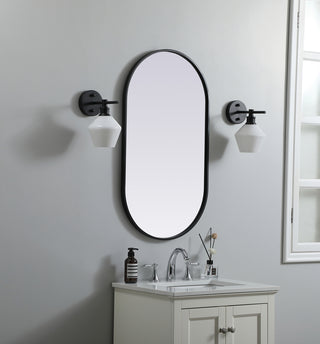 Metal Frame Oval Mirror 20x36 Inch in Black