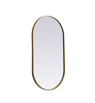 Metal Frame Oval Mirror 20x36 Inch in Brass