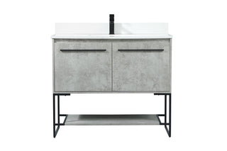 40 inch Single bathroom vanity in concrete grey with backsplash