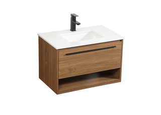 30 inch Single bathroom vanity in walnut brown