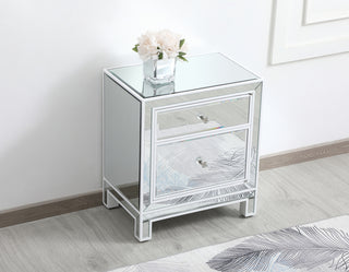 21 inch mirrored end table in white