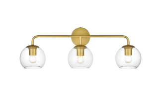 Genesis 3 light Brass and Clear Bath Sconce